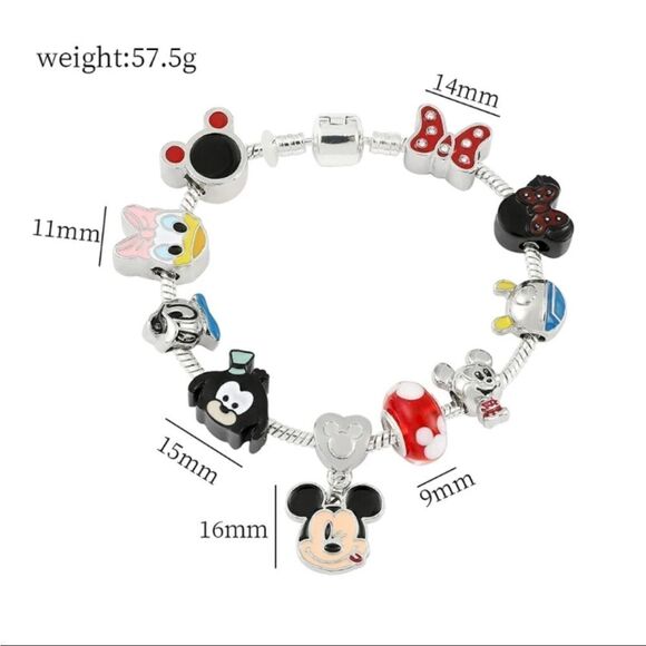 Disney Mickey Minnie Mouse Donald & Daffy Charm Bracelet - Picture 3 of 7